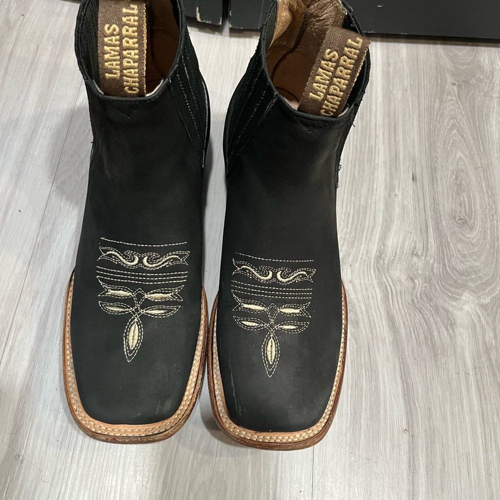 Chaparral  cowboys Rodeo Black Western Boots with Tan Soles‎ - Picture 3 of 9